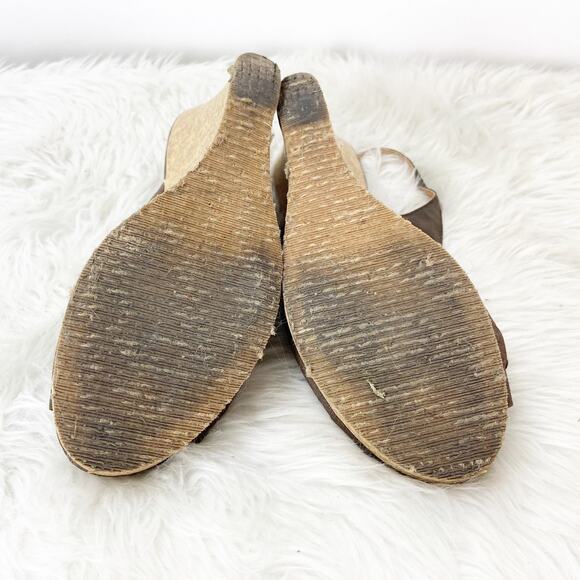 2/$30 CL by Laundry 9 M Womens Brown Ilena Slingback Flower Peep Toe Cork Wedges - Picture 11 of 12